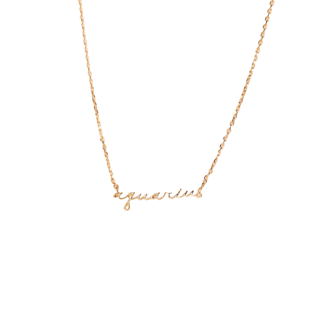 Zodiac Sign Word Necklaces - Gold