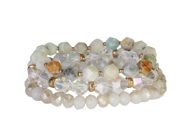 Natural Stone Bracelet Set - Agate