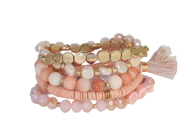 Natural Stone Bracelet Set - Agate Stretchable