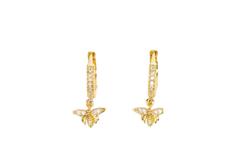 Bee Earrings - Gold Dipped/ Cubic Zirconia