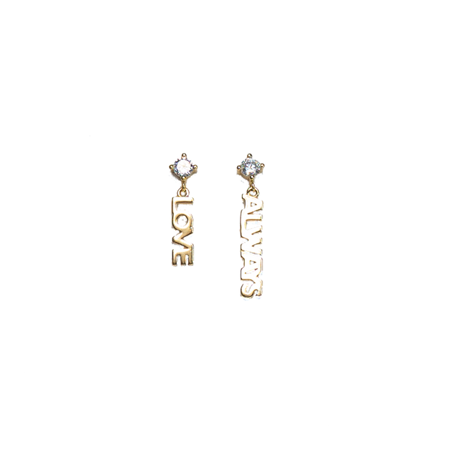 Love Always - Gold Dipped Earrings, Cubic Zirconia