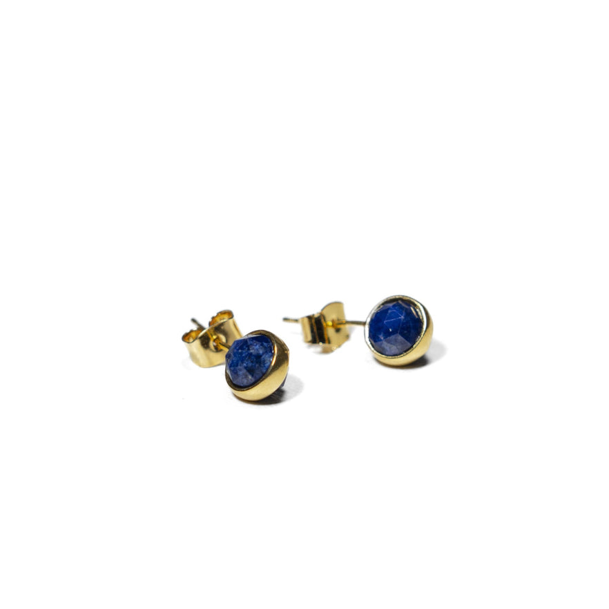 Blue Lapis Lazuli Earrings With Gold Plated Encassing