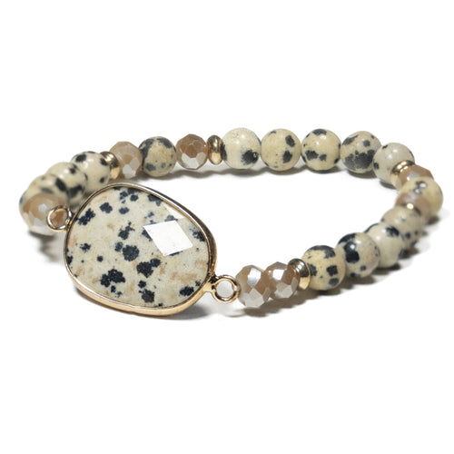 Moss Jasper Natural Stone Elastic Bracelet