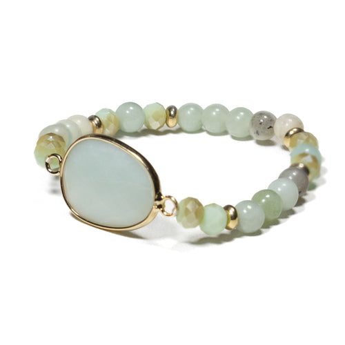 Blue Agate Natural Stone Elastic Bracelet