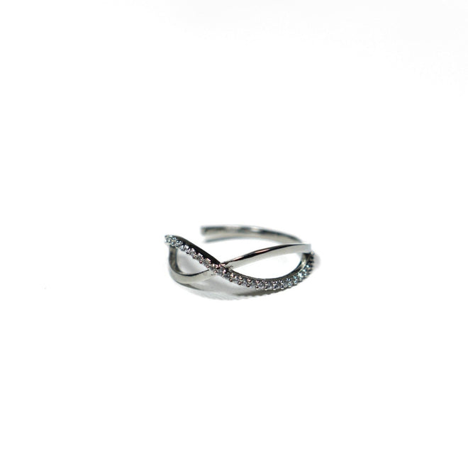 Rhodium Dipped with Cubic Zirconia Adjustable Infinity Ring