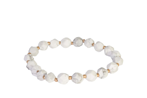 Natural Stone Bracelet - Moss Agate, Quartz, Aquamarine, Howlite