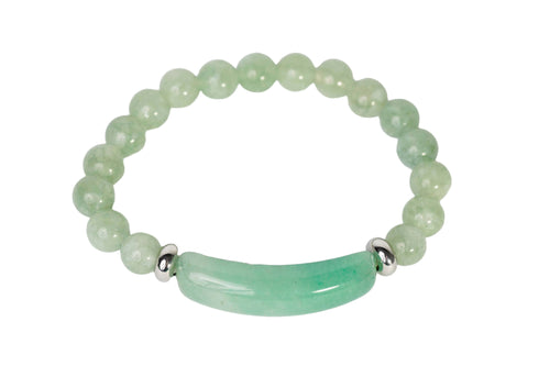 Natural Stone Stretchable Bracelet - Jade/ Tiger Eye/ Rose Quartz / Black Agate