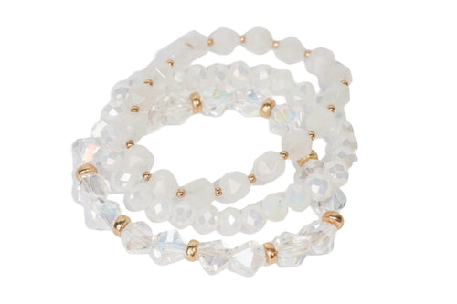 Natural Stone Bracelet Set - White Quartz