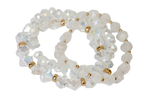 Natural Stone Bracelet Set - White Quartz