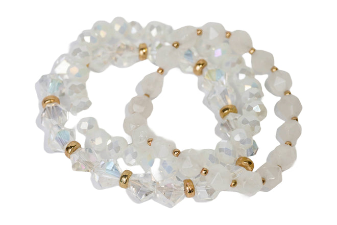 Natural Stone Bracelet Set - White Quartz