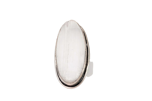 Selenite Silver Ring