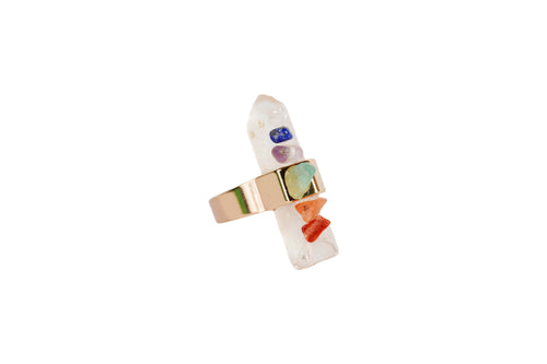 Chakra Crystal Harmony Ring - Natural Stone, 18k Dipped Gold