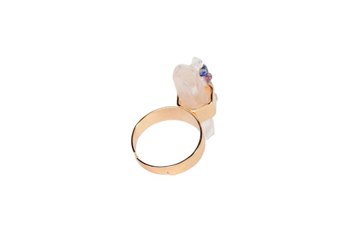 Chakra Crystal Harmony Ring - Natural Stone, 18k Dipped Gold