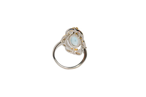 Aqua Opaline Ring - Aquamarine Ring, Gold Dipped