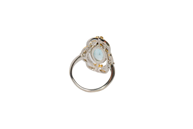 Aqua Opaline Ring - Aquamarine Ring, Gold Dipped