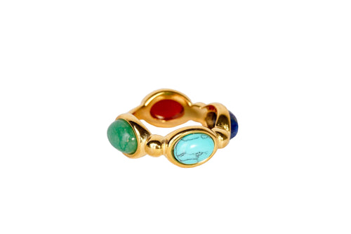 Azure Jade Harmony Ring - Natural Stones, 18k Gold Dipped