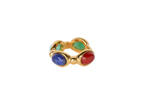 Azure Jade Harmony Ring - Natural Stones, 18k Gold Dipped