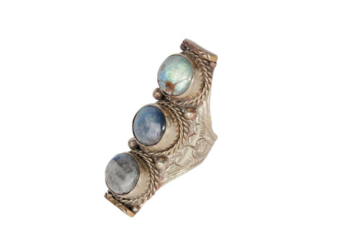 Vintage Mystical Labradorite Trio Ring