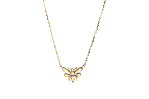 Royal Bee Necklace - 18k Gold Dipped, Cubic Zirconia