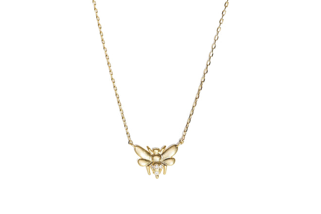 Royal Bee Necklace - 18k Gold Dipped, Cubic Zirconia