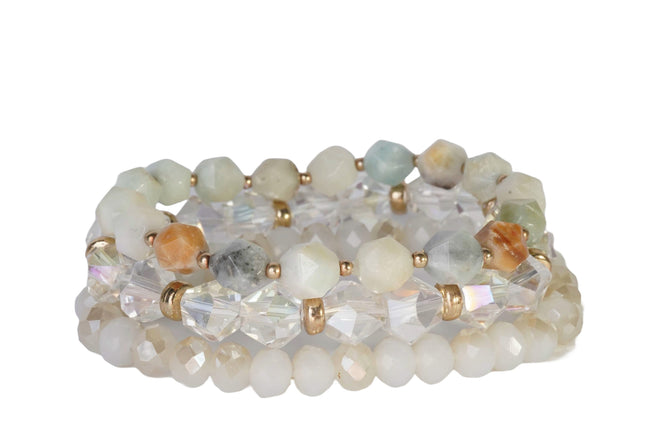 Natural Stone Bracelet Set - Agate