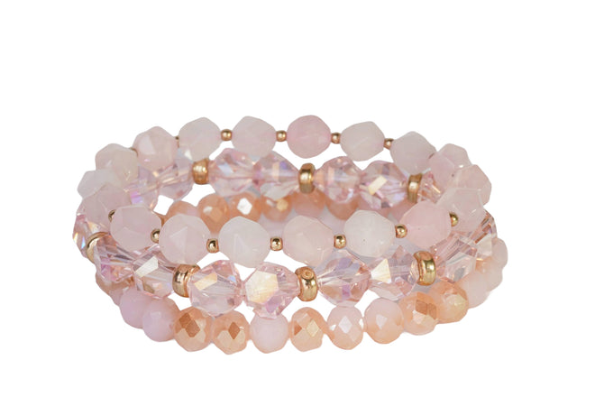 Natural Stone Bracelet Set - Pink Quartz