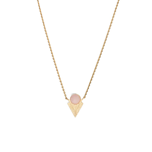 Rose Quartz Prism Necklace - Rose Quartz, Gold Dipped