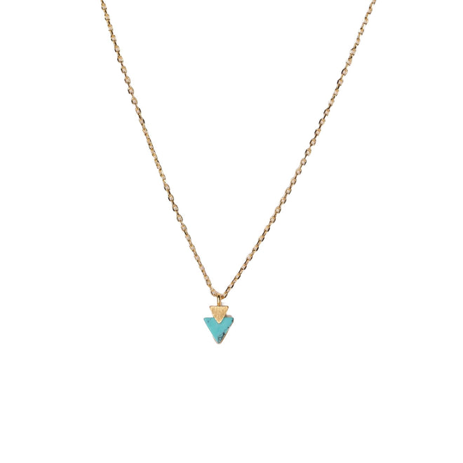 Triangular Cascade Necklace - Natural Stone, Gold Dipped