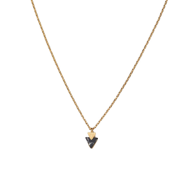 Triangular Cascade Necklace - Natural Stone, Gold Dipped