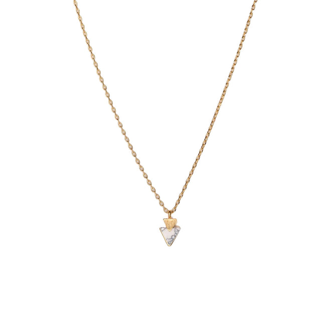 Triangular Cascade Necklace - Natural Stone, Gold Dipped
