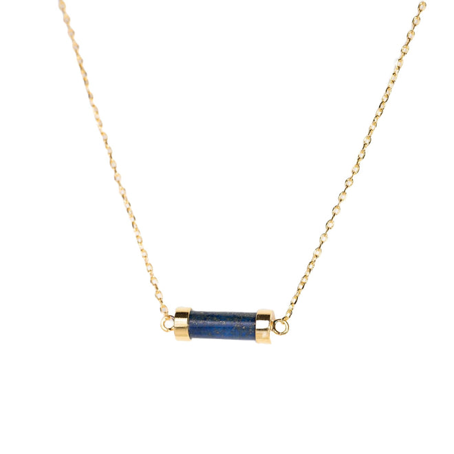 Capsule Gemstone Pendant Necklace - Gold Dipped, Natural Stone