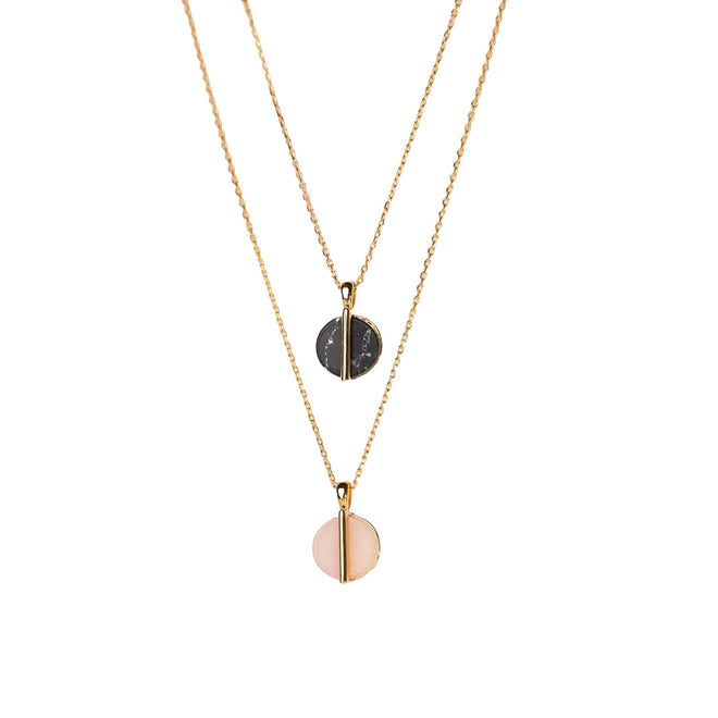 Vertical Vein Stone Necklace - Natural Stone, Gold Dipped