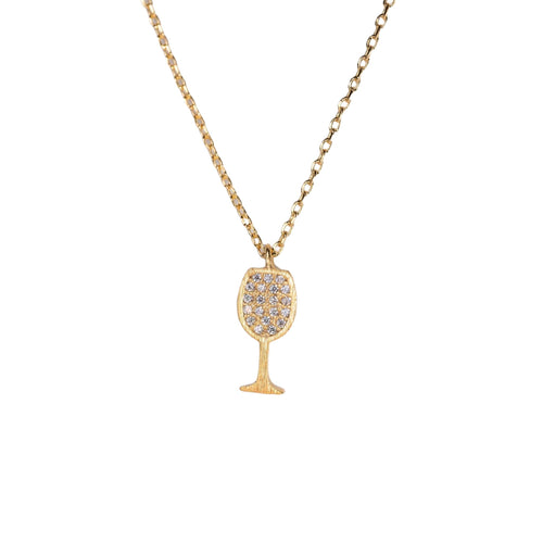 Cheers Necklace - Gold Dipped, Cubic Zirconia