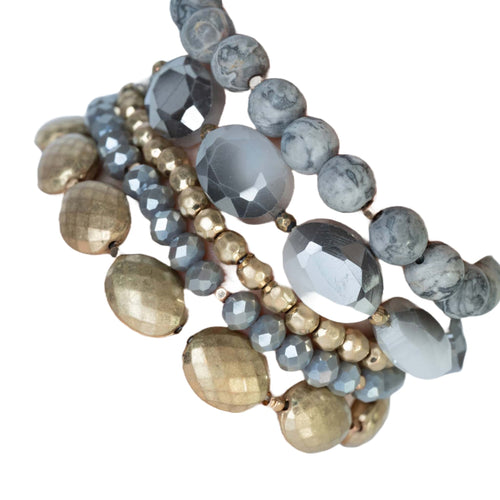 Natural Stone Bracelet Set - Agate Stretchable