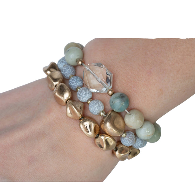 Natural Stone Bracelets Set - Agate