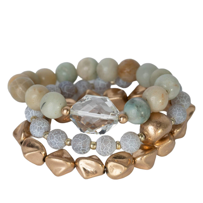 Natural Stone Bracelets Set - Agate