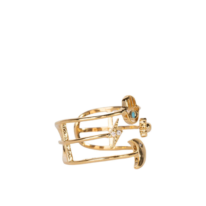 Fatima Hand Ring - Gold Dipped , Rhodium Dipped with Cubic Zirconia