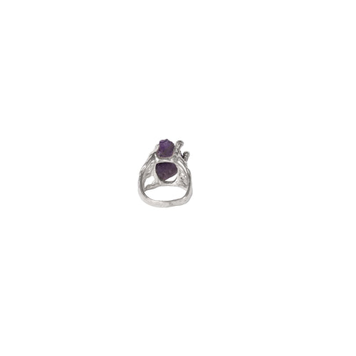 Moldavite, Amethyst Ring